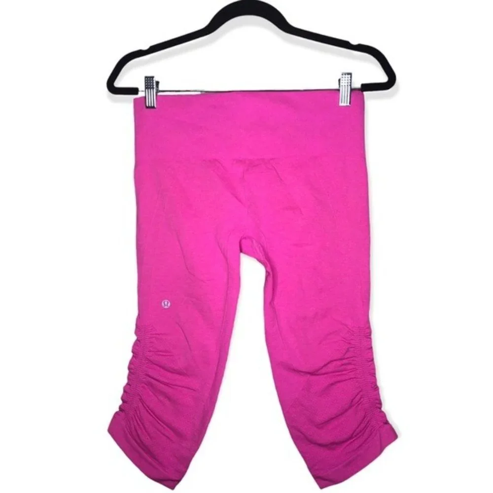 Lululemon In The Flow Crop Seamless Pink Magenta Leggings 8